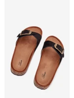 Dámske papuče s prackou na korkovej platforme - čierne Zavira