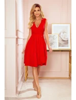 Elegantné šaty 338-1 červená - Numoco