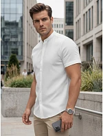 Pánska košeľa s golierom, strih slim fit, biela, FashionStreet KX1093