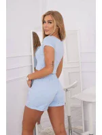 Bavlnená súprava so šortkami modrá
