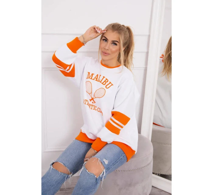 Zateplená mikina Malibu biela+oranžová