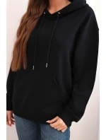 Dámska mikina s kapucňou a klokaním vreckom z bavlny čierna
