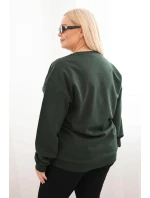 Dámske Plus veľkosť bavlnené základné kolo krku mikina tmavozelená