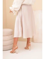 Dámská viskózová sukně rozšířená tmavě béžová