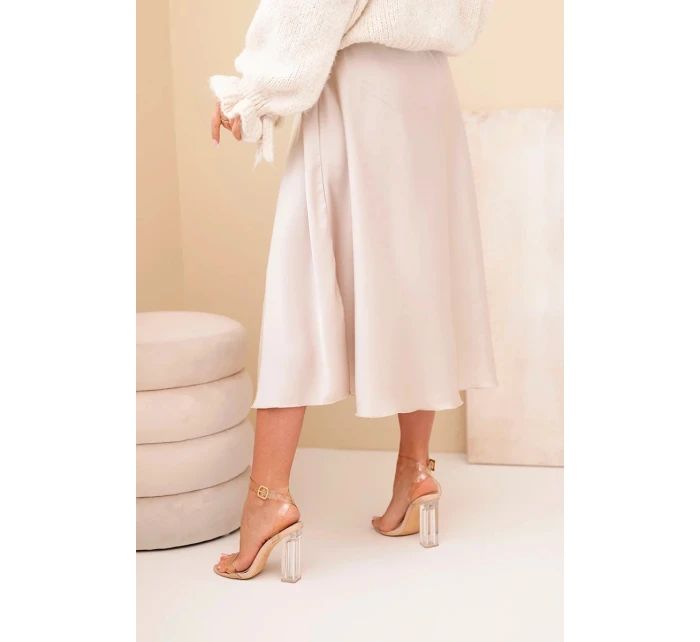 Dámská viskózová sukně rozšířená tmavě béžová