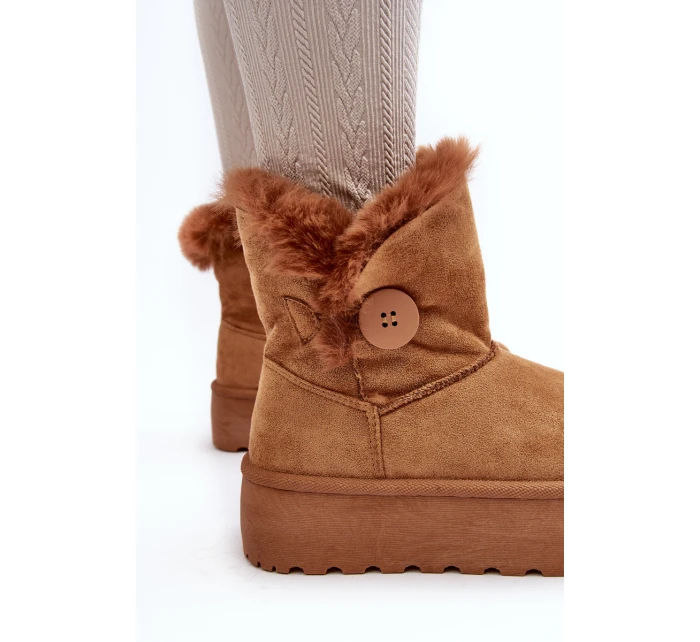 Damskie Śniegowce Na Platformie Z Futerkiem Camel Wikasem