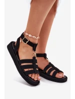 Dámské sandály na platformě se zlatým detailem černé model 21699033 - Boto Dámské sandály na platformě se zlatým detailem černé model 21699033 - Boto