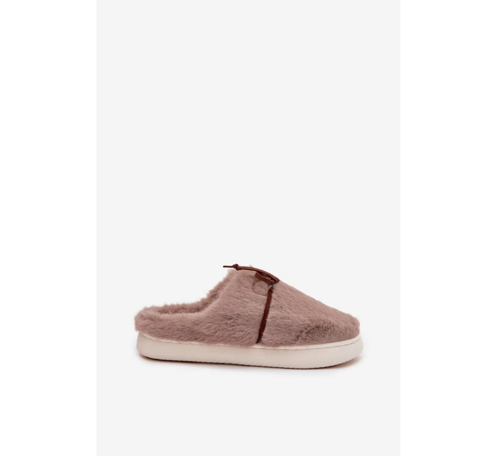 Kožešinové pantofle s mašlí khaki model 21772510 - Boto Kožešinové pantofle s mašlí khaki model 21772510 - Boto