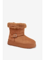 Ženské sněhule na platformě s přezkou a kožešinou Camel Jesella Ženské sněhule na platformě s přezkou a kožešinou Camel Jesella