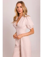 model 20970728 Kombinéza s puff rukávy světle béžová - Moe