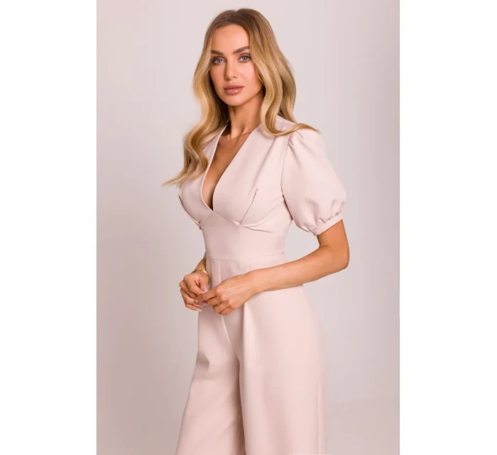 model 20970728 Kombinéza s puff rukávy světle béžová - Moe