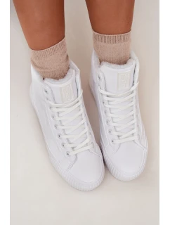 Dámske zateplené tenisky na platforme Big Star - biele