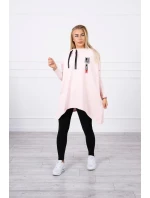 Oversize mikina s asymetrickými boky pudrově růžová