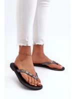 Płaskie Elastyczne Klapki Japonki Damskie ZAXY JJ285297 Szaro-Czarne