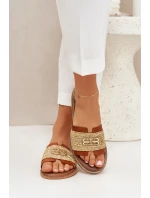 Kožené Pantofle S Dekorativním A Pletením Hnědé model 21684096 - Zazoo