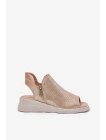 Sandały Damskie Na Koturnie Złote Mevinette Sandały Damskie Na Koturnie Złote Mevinette