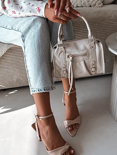 Dámské sandály na podpatku z eko kůže béžové model 22092092 - Boto