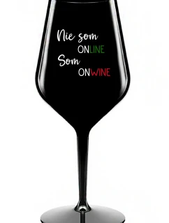 NIE SOM ONLINE SOM ONWINE - čierny nerozbitný pohár na víno 470 ml