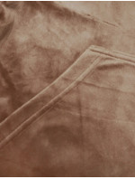 Dámská velurová souprava v karamelové barvě toffi s rozepínací mikinou (8C1176-157)