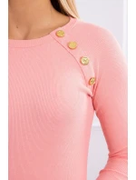 Šaty s ozdobnými knoflíky meruňková