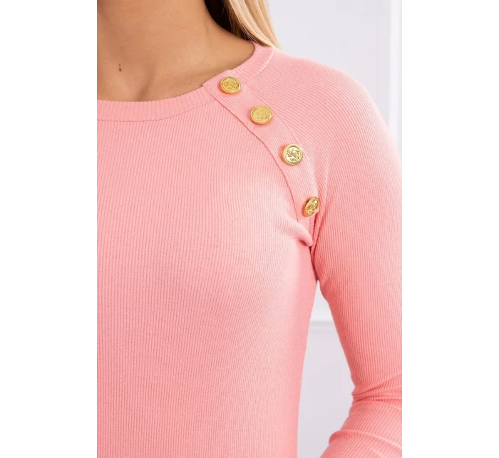 Šaty s ozdobnými knoflíky meruňková