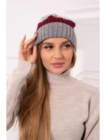 Fleecová čiapka Bojana K265 tmavo šedá+ bordó+svetlo šedá