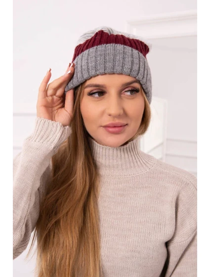 Fleecová čiapka Bojana K265 tmavo šedá+ bordó+svetlo šedá