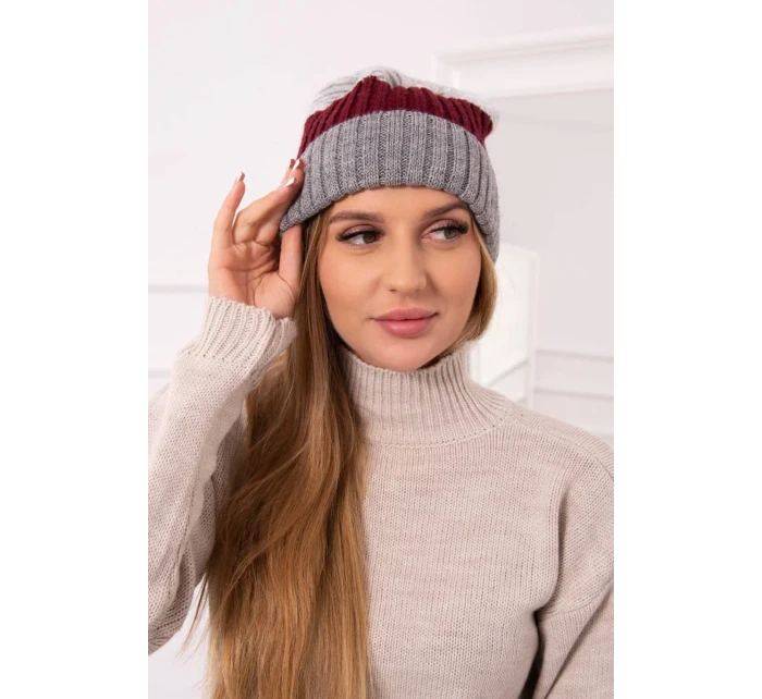 Fleecová čiapka Bojana K265 tmavo šedá+ bordó+svetlo šedá