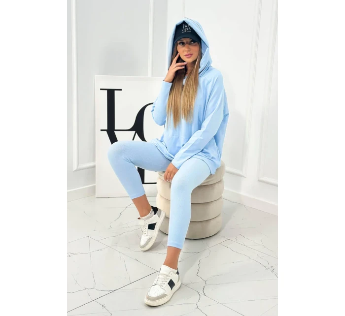 Bavlněná mikina s kapucí + legíny modrý Bavlněná mikina s kapucí + legíny modrý