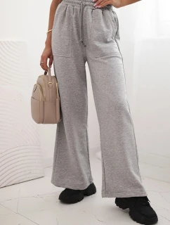 Dámské bavlněné cargo kalhoty s kapsami a řetízkem béžové