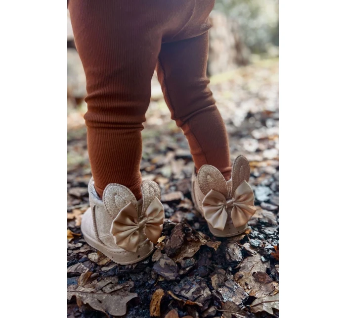 Dziewczęce Ocieplane Śniegowce Z Kokardkami Beżowe Meriva Dziewczęce Ocieplane Śniegowce Z Kokardkami Beżowe Meriva