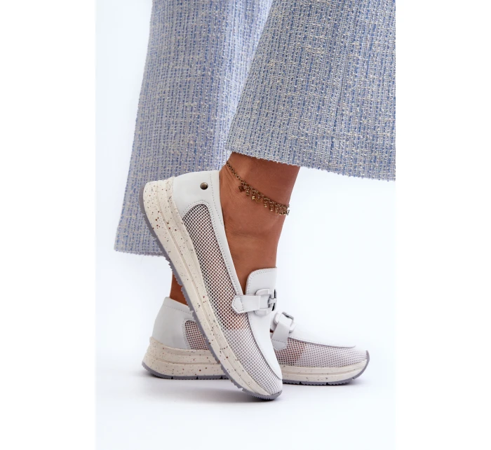 Damskie Skórzane Mokasyny D&A TW210 Białe