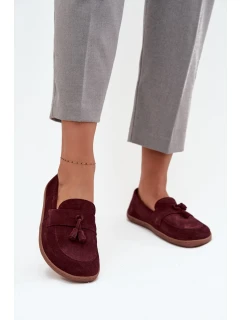 Skórzane Zamszowe Mokasyny Typu Barefoot Zazoo 322 Bordowe