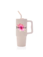 Personalizovaná cestovní termoska s barevným víčkem - Akvarelový otisk