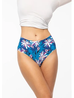 Dámske nohavičky Tissento Simple Brasil Maxi Panties Blue with Flowers - Julimex