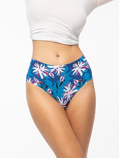 Dámske nohavičky Tissento Simple Brasil Maxi Panties Blue with Flowers - Julimex
