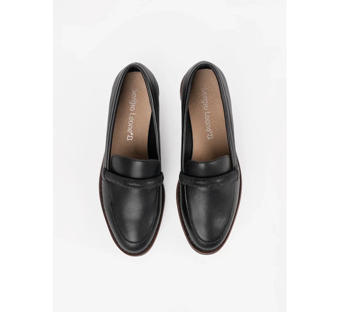 Krásne čierne dámske mokasíny bez podpätku