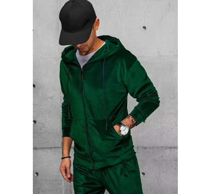 Pánska zelená velúrová mikina FashionStreet BX5543