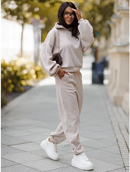 Komplet damski z kapturem i beżowy model 22387025 - FashionStreet