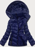 Tmavomodrá dámska bunda s kapucňou pre prechodné obdobie (5M786-215)