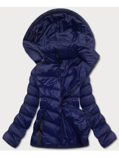 Tmavomodrá dámska bunda s kapucňou pre prechodné obdobie (5M786-215)