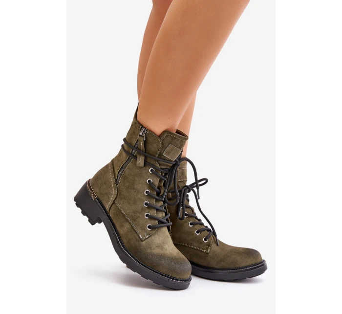 Wysokie Botki Workery Z Suwakami Zielone Maisa Wysokie Botki Workery Z Suwakami Zielone Maisa