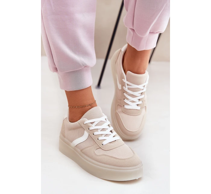Niskie Sneakersy Damskie Na Platformie Beżowe Telmira