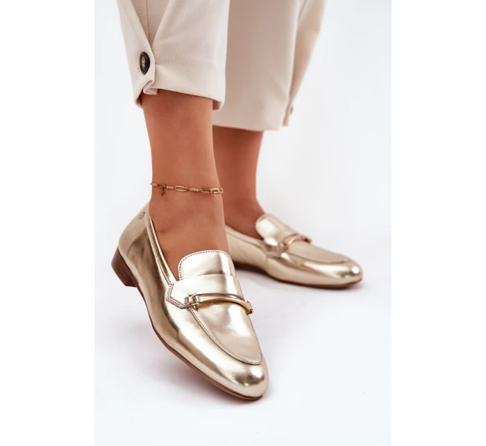 Skórzane Półbuty Mokasyny Damskie Maciejka K6809-25 Złote