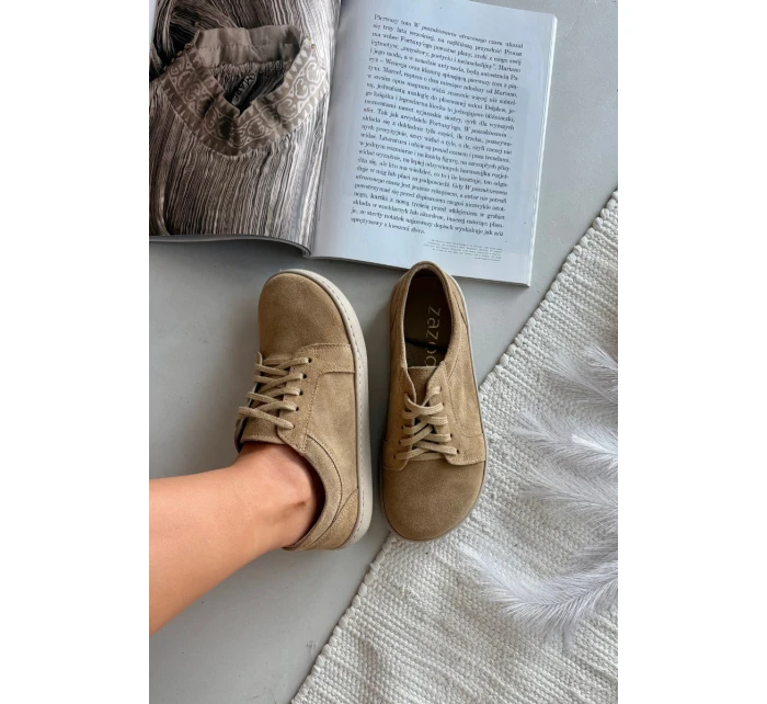 Trampki Typu Barefoot Z Naturalnego Zamszu Zazoo 314 Beżowe