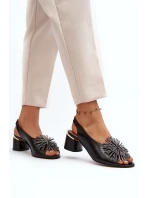 Kožené sandále so zdobením Laura Messi 2719 Black Kožené sandále so zdobením Laura Messi 2719 Black