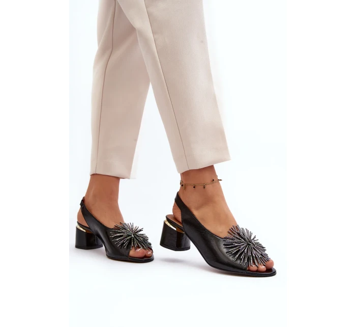 Kožené sandále so zdobením Laura Messi 2719 Black Kožené sandále so zdobením Laura Messi 2719 Black