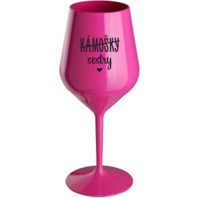 KÁMOŠKY - SESTRY - růžová nerozbitná sklenice na víno 470 ml