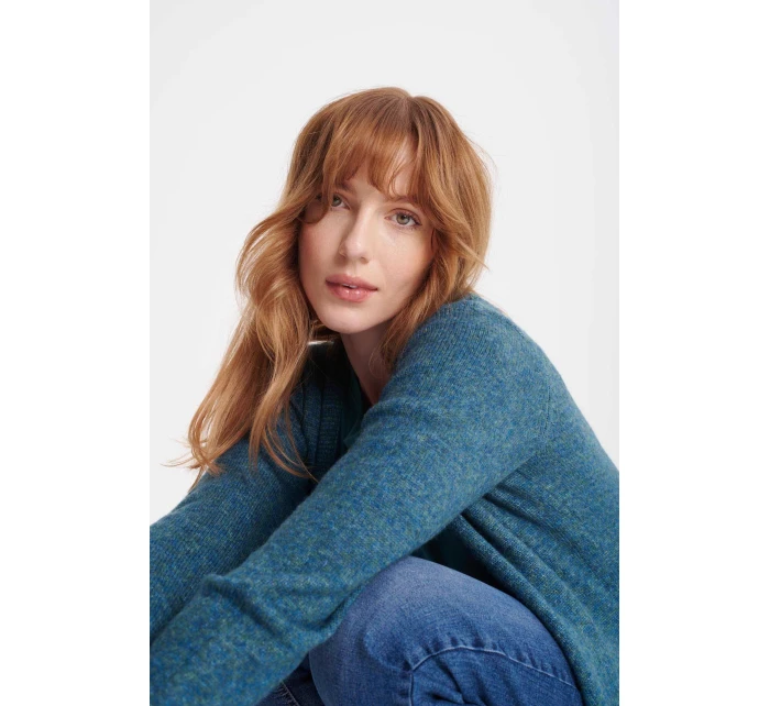 Dámský svetr model 19344918 modrý - Greenpoint Dámský svetr model 19344918 modrý - Greenpoint