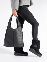 Moderné čierne dámske členkové topánky na klin